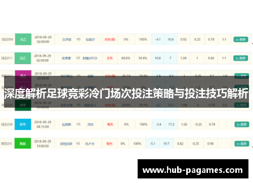 深度解析足球竞彩冷门场次投注策略与投注技巧解析