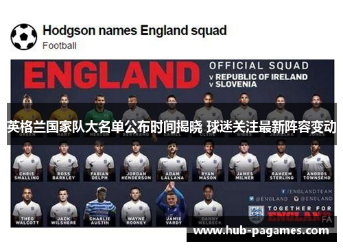 英格兰国家队大名单公布时间揭晓 球迷关注最新阵容变动